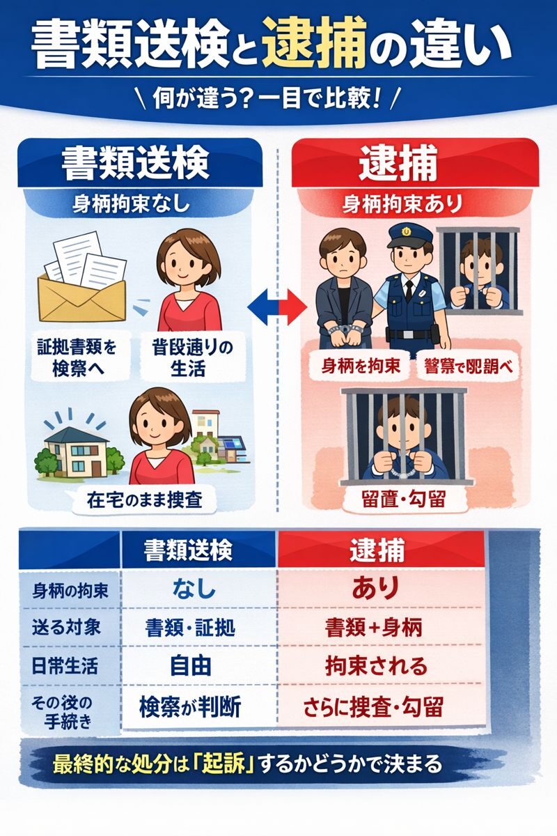 書類送検と逮捕の違い